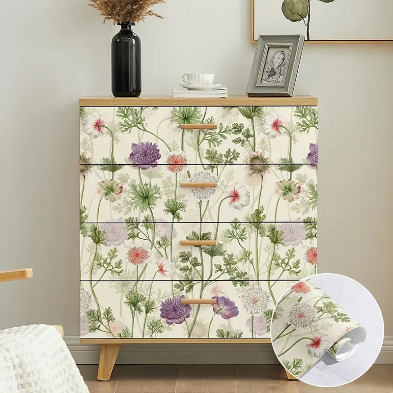 Botanical Floral Vinyl Cabinet Stickers Home Decor