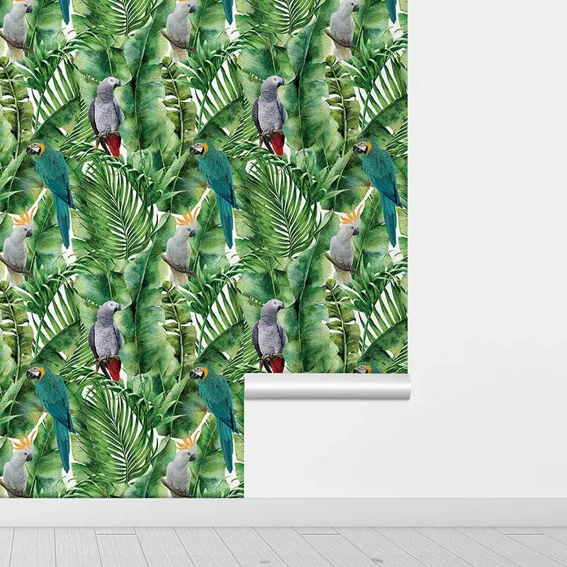 Chic Green Forest PVC Wallpaper, Vinyl Cabinet Stickers