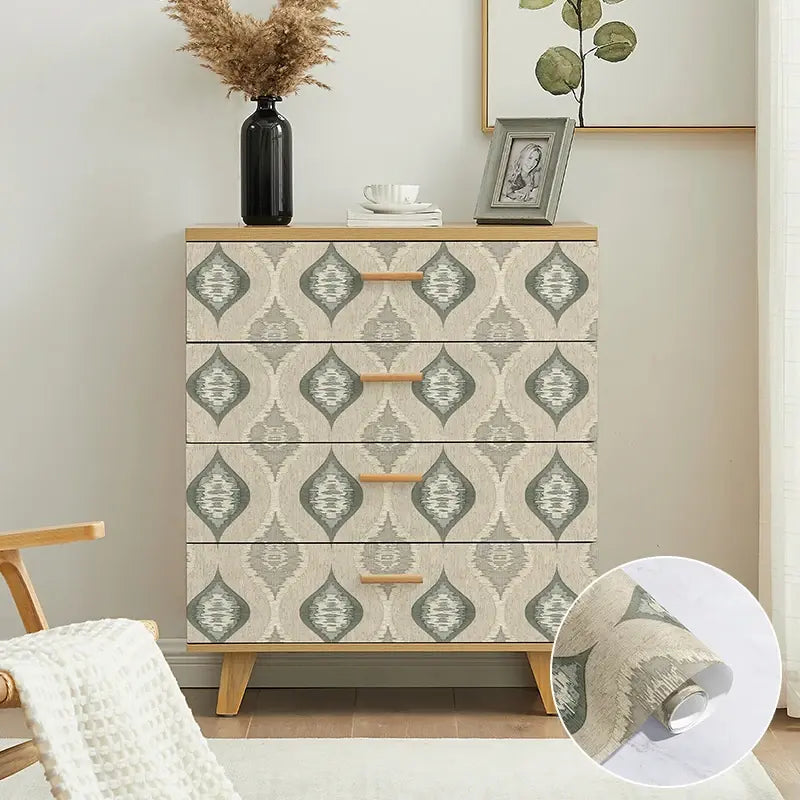 Geometric Patterns Wallpaper - Peel & Stick, Shuttle-Shaped, Cabinet Sticker for Room Decor