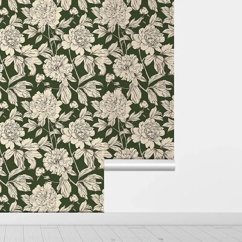 Floral Peel & Stick Wallpaper - Durable Peonies Mural for Bedroom