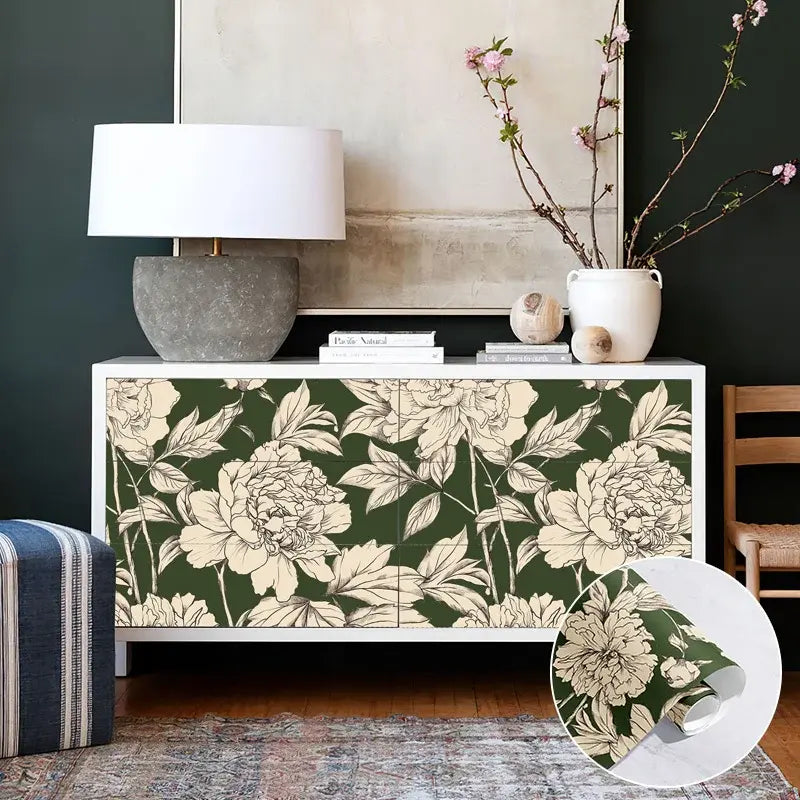 Floral Peel & Stick Wallpaper - Durable Peonies Mural for Bedroom