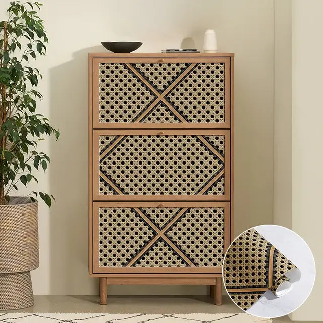 3d multi-style geometric rattan cabinet peel and stick wallpaper